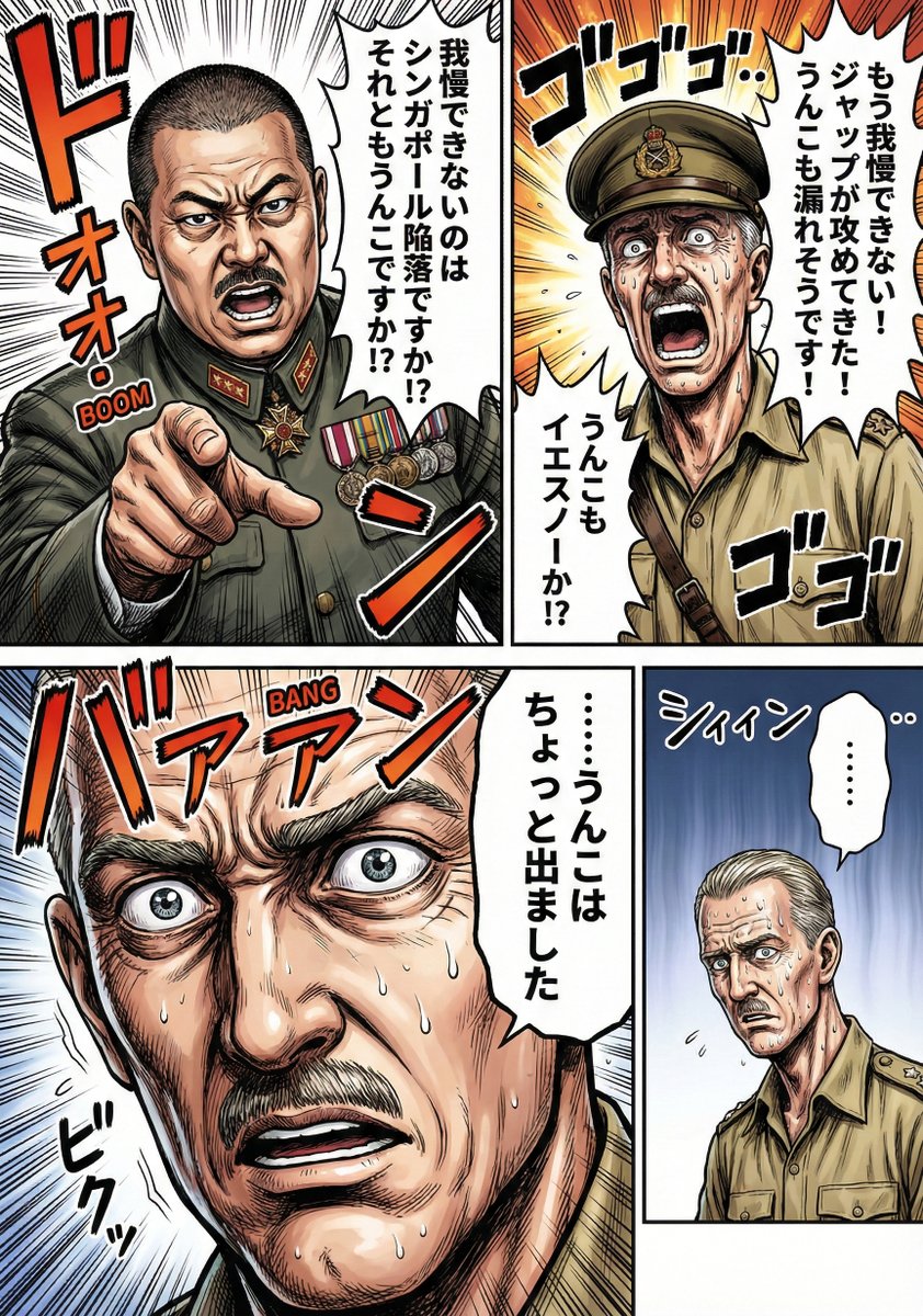 1942年2月15日にシンガポールが陥落
イギリス軍の要塞も我慢の限界だったようです
#マレーの虎 #山下奉文 #アーサー・パーシバル #今日は何の日 #AI生成