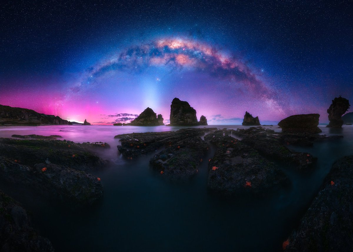 earthcurated's tweet image. Photos of the Milky Way arch as seen from New Zealand ✨
