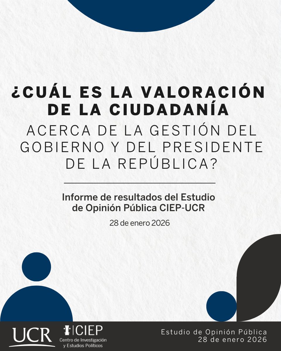 #EstudioDeOpinión 🧐📊 l Ya se encuentra disponible el más reciente estudio de opinión del Centro de Investigación y Estudios Políticos.
Podés leer el informe completo en: ciep.ucr.ac.cr/informe-del-es…