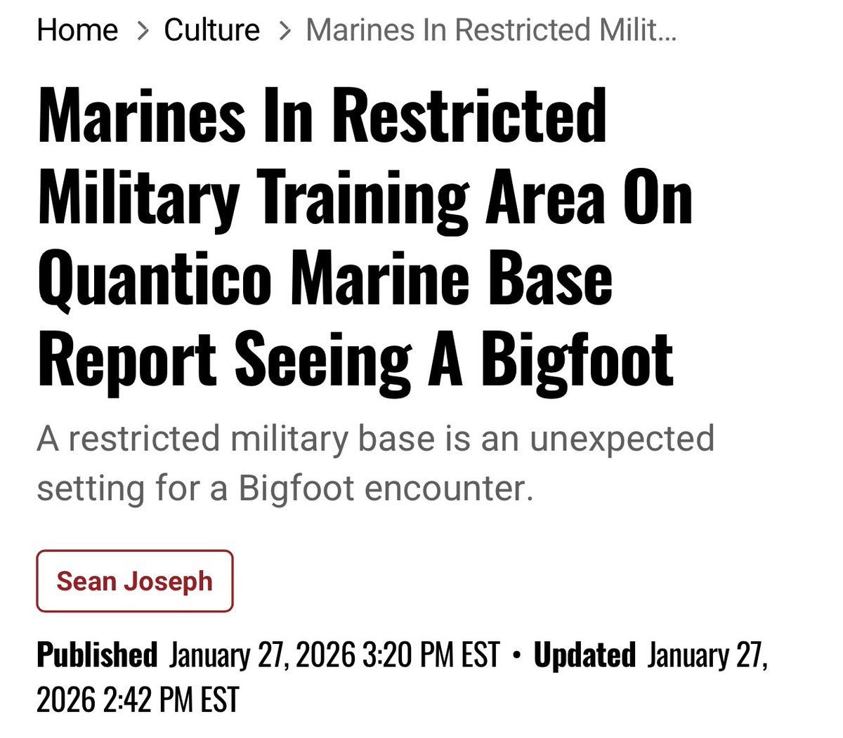 BrianRoemmele's tweet image. Bigfoot sighting by the marines?