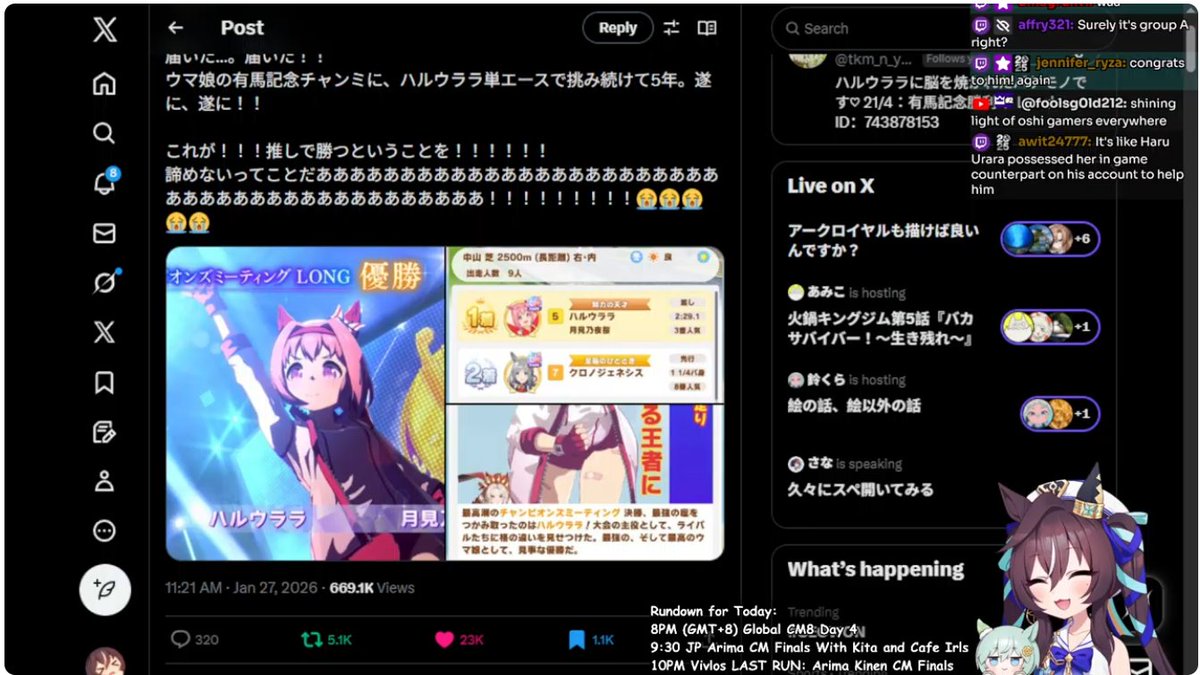 tkm_n_yzkr's tweet image. そういえば今回海外の方からもかなりの数のいいねやコメントが来るなと思ってたんですけど、昨日海外のウマ娘配信者の方(@vvvivlosuma)にかなりがっつりご紹介頂いておりました🙇(この方もヴィブロスガチ勢で、今回のチャンミでプラチナ獲ってます！)

Thanks so much, Charles🤗✨
#umamusume