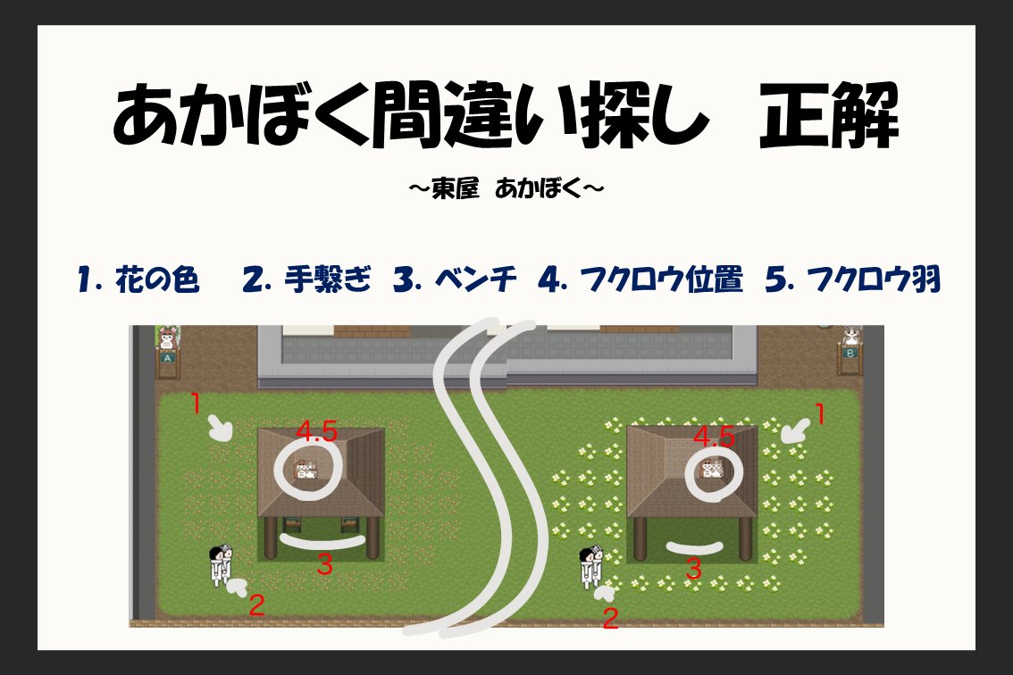 【会場企画】
『あかぼく間違い探し』の正解はこちらです✨
全て見つけられましたでしょうか？
少しでもお楽しみいただけましたら幸いです！
