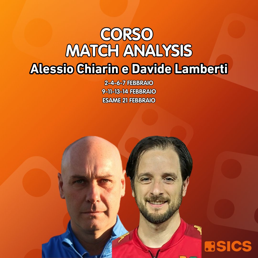sicssport's tweet photo. 🔥 Alessio Chiarin e Davide Lamberti ospiti del corso di Match Analysis SICS!
🎓 Match Analyst del Venezia FC, condivideranno esperienza tra campo e video
⏳ Ultimi giorni per iscriversi!
#matchanalysis #formazione #matchanalyst #videoanalistatattico #analisitattica https://t.co/AD1ImACA1J