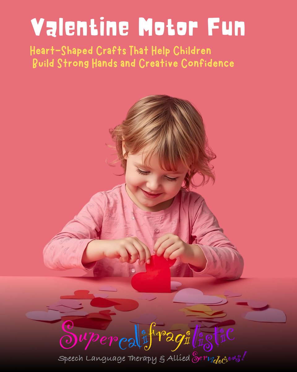 SuperTherapy's tweet photo. Valentine crafts build fine motor skills 💖✂️
Cut, color, glue — and grow strong hands!
#finemotorskills #learningthroughplay https://t.co/1OkMYLqr6l