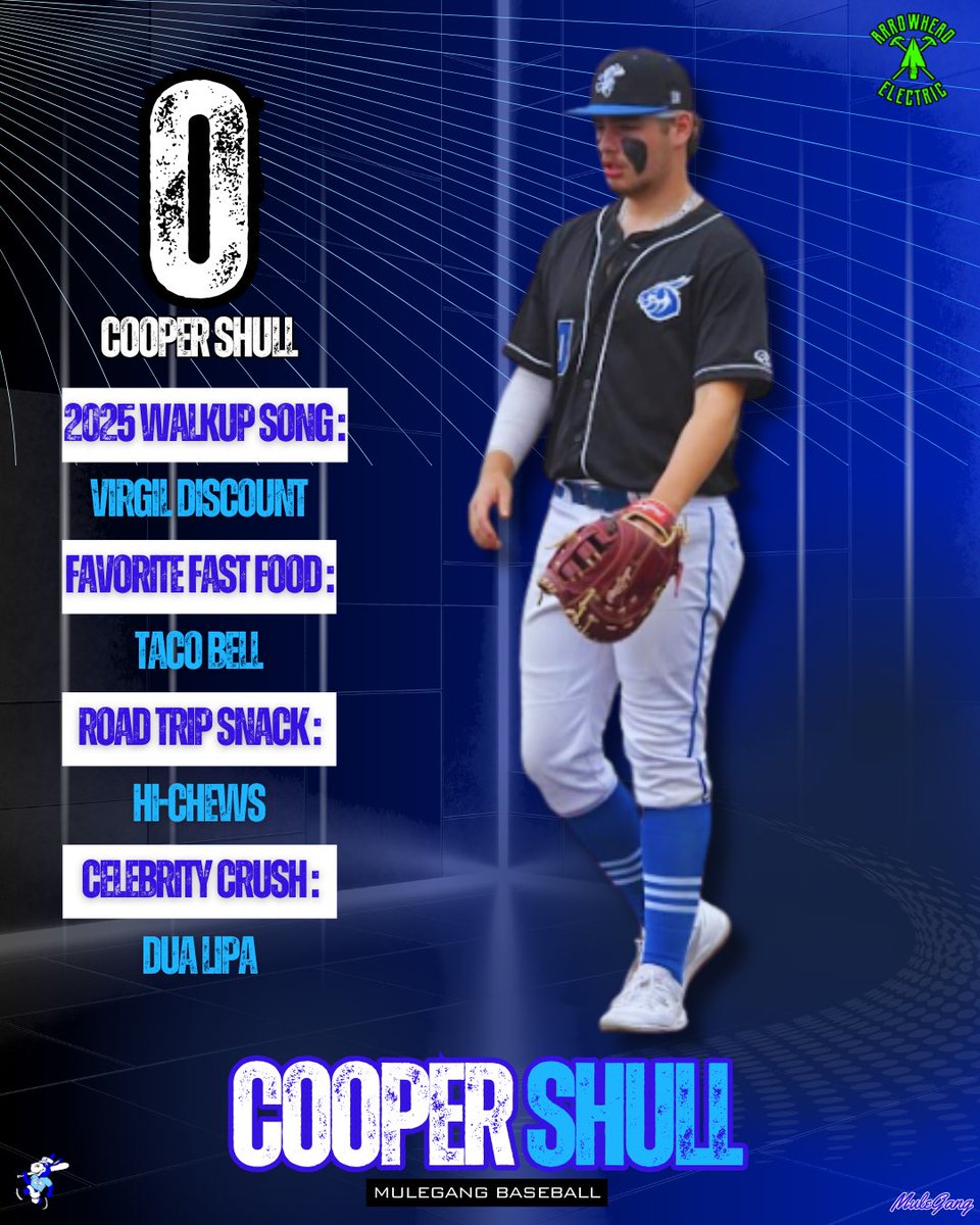 MuleGang's tweet photo. Meet the returning #MuleGang! 

Senior 1B, Cooper Shull, is brought to you by Arrowhead Electric. https://t.co/6lIq61U0VF
