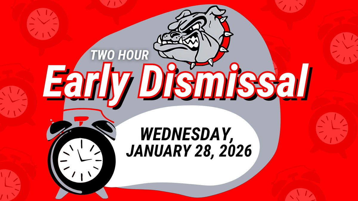 REMINDER: There will be a two-hour early out for all students on Wednesday, January 28. ⏰