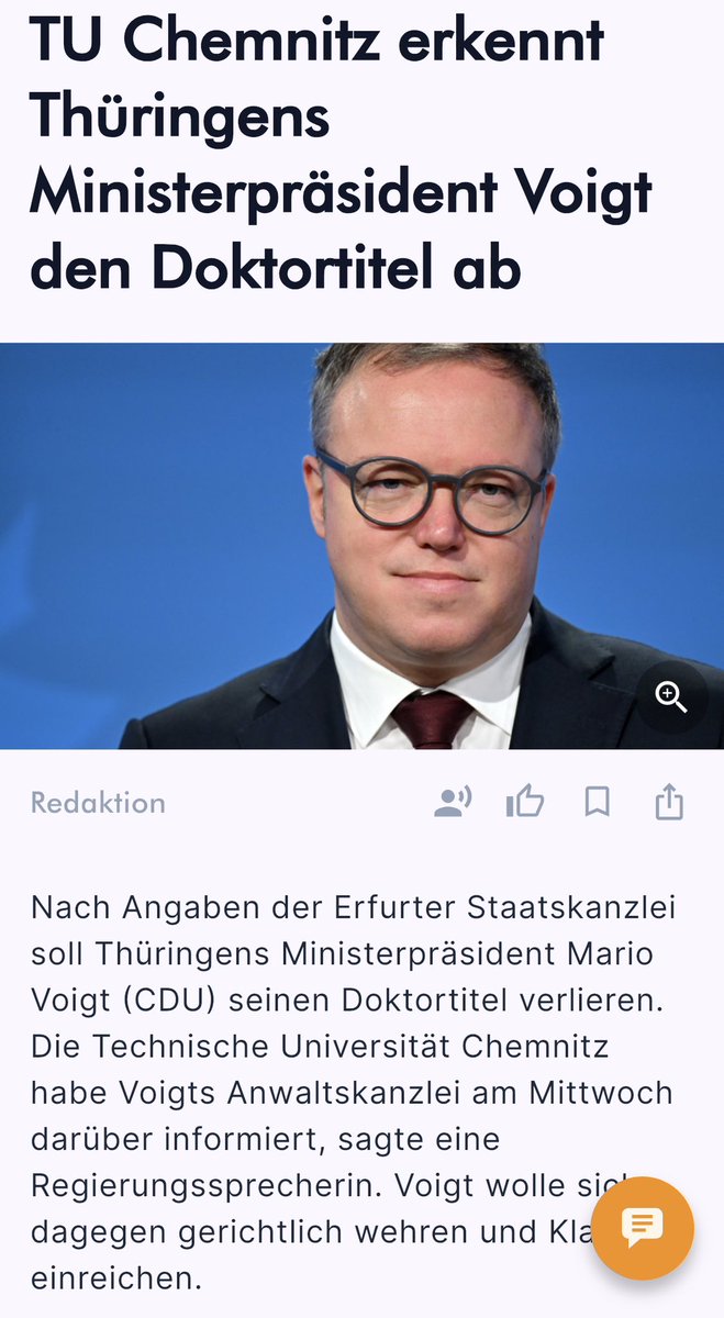 SprachPhilo's tweet image. Das sind mal Schlagzeilen heute!
#Voigt
#Plagiat
#Doktortitel
#Aberkennung
Auf Basis meines Gutachtens!
nius.de/politik/news/t…