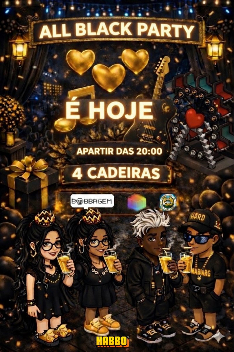 🖤🔥 ALL BLACK PARTY – BAR 4 CADEIRAS 🔥🖤

É HOJE!

 📅 28/01 | ⏰ 20h30 (BR)
Música, sorteios, prêmios e muita resenha 🎶🎁

👕 Dress code: ALL BLACK
🏆 HC, moedas e surpresas
