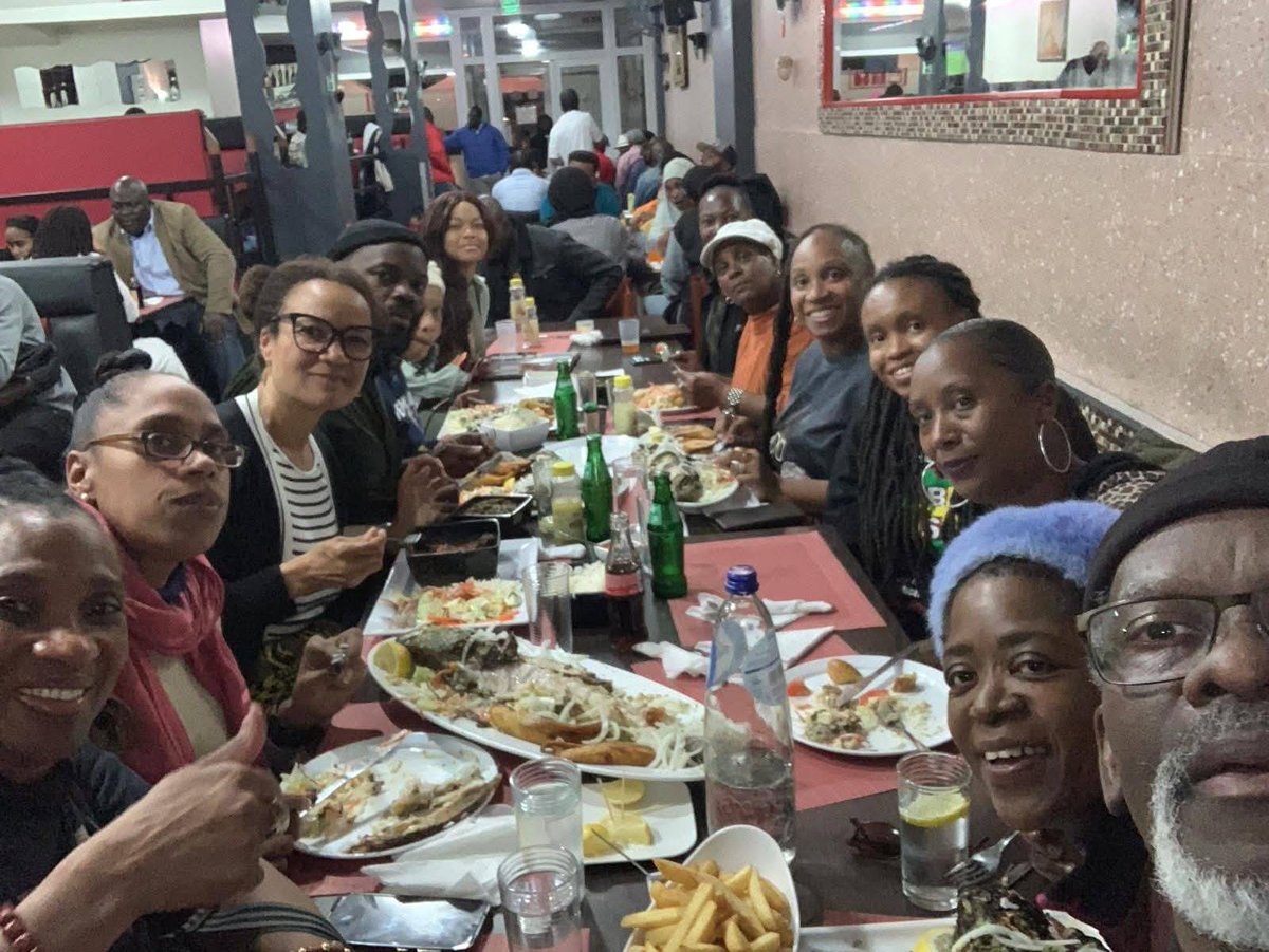 BlkHistStudies's tweet photo. Join us on our Black History of Brussels Tour where we learn together and eat together! We visit a lovely Black Owned Congolese restaurant Au Bois D’Ebene where the food was amazing and the fish was seasoned to perfection. #blackbrussels #groupdinner #congolesefood #afrotourism https://t.co/y2dUDDLklu