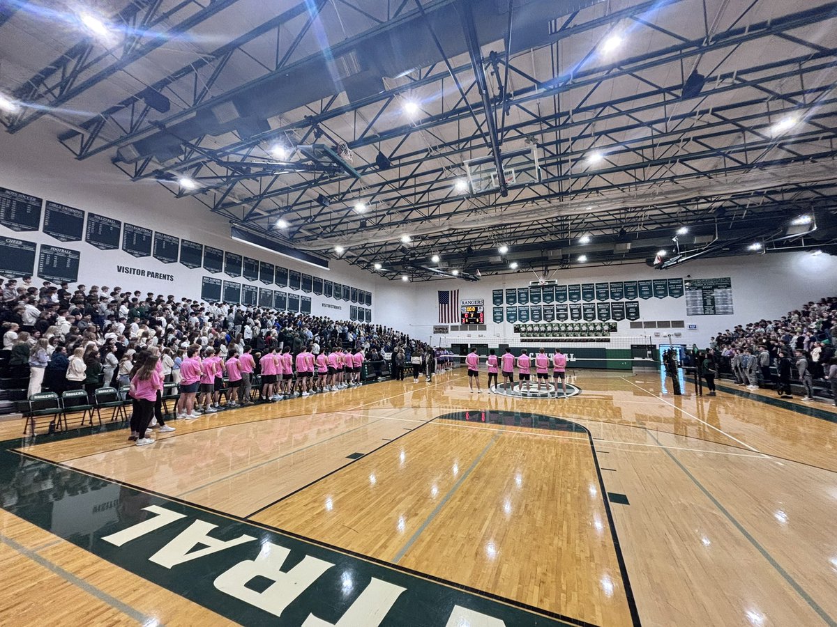 JonathanHaga's tweet photo. One of the great Winterfest traditions @FHCHSRangers is about to begin. Juniors vs Seniors Macho Volleyball. Great to get the whole student body together celebrating being a Ranger! #RangerStrong https://t.co/eFoIFALvj0