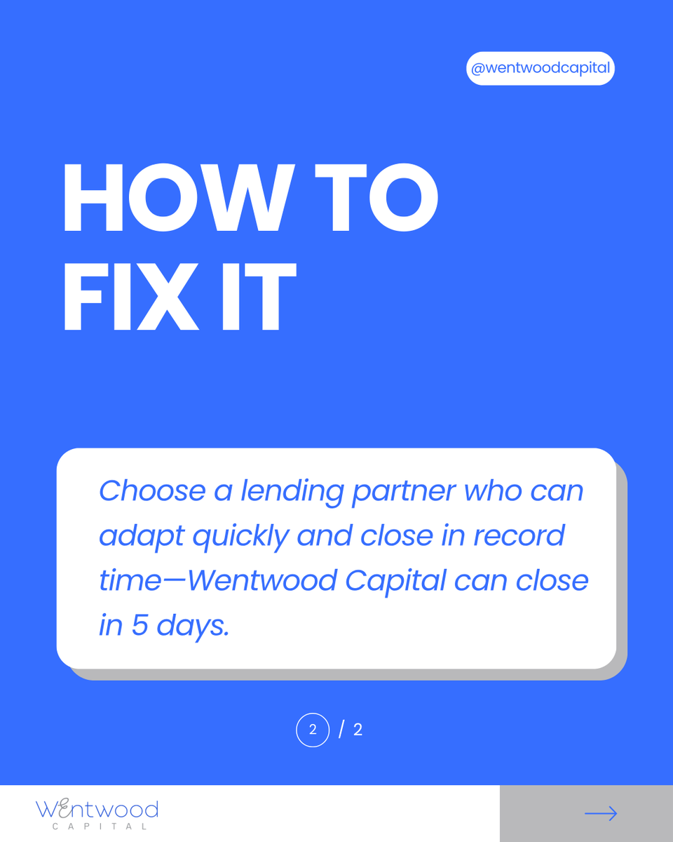 WentwoodCapital's tweet image. Slow approvals derail good deals. Delays, rigid terms, and drawn-out processes cost real opportunities. When timelines are tight, speed and adaptability matter. We help deals move forward—without unnecessary delays. #privatelending #realestatelending #fastclosing #wentwoodcapital