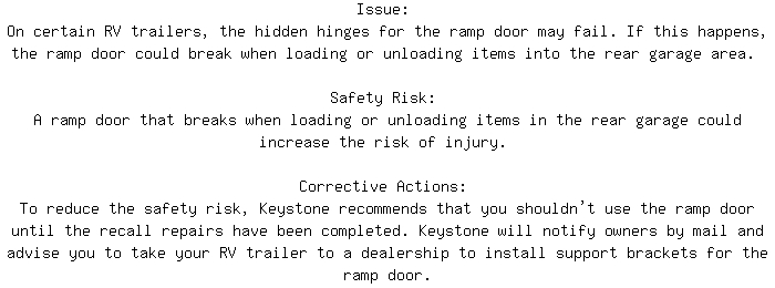 CanadianRecalls's tweet image. Safety Recall for 2024 KEYSTONE VOLTAGE Structure. Approx. 17 units affected.