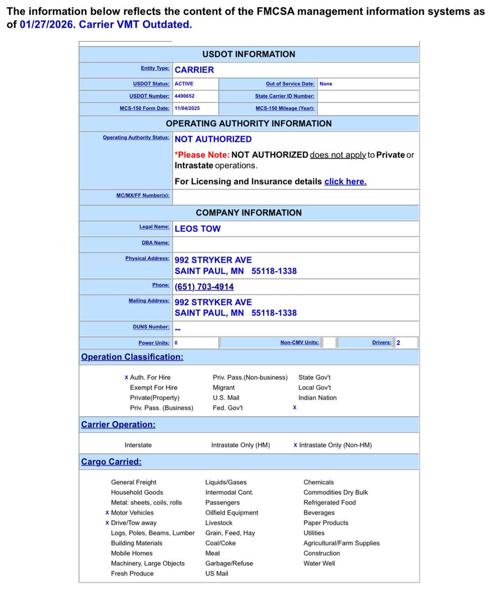 0hour1's tweet image. Guy who owns Leo Trucking in Minneapolis is one of the main License Plate Reader culprits 

Juan Luis Leon

@FBIDirectorKash @RealTomHoman