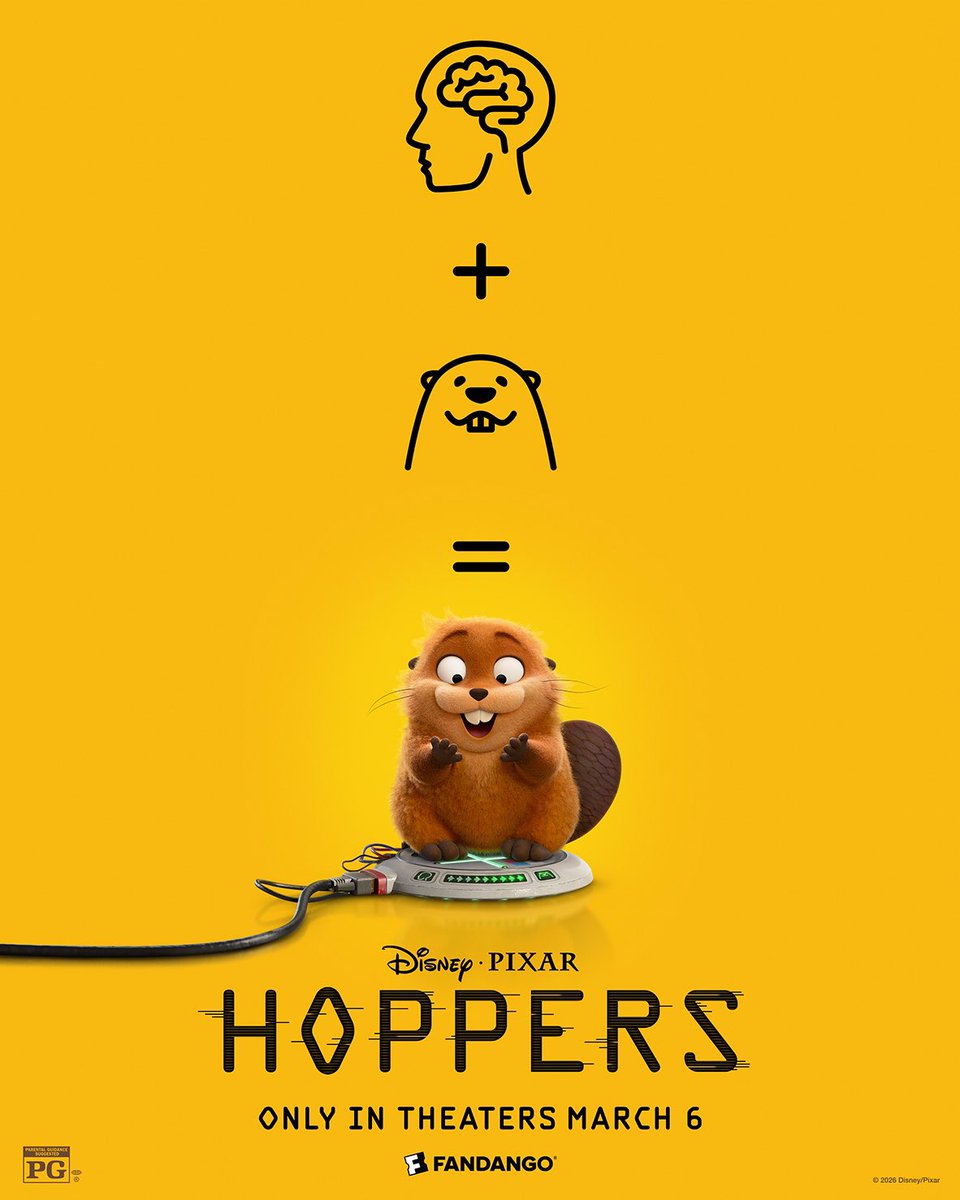 DiscussingFilm's tweet image. New poster for Pixar’s next film ‘HOPPERS’

The film follows a girl who transfers her mind into a robotic beaver to help the animals fight the local mayor’s construction plans

(Source: @Fandango)