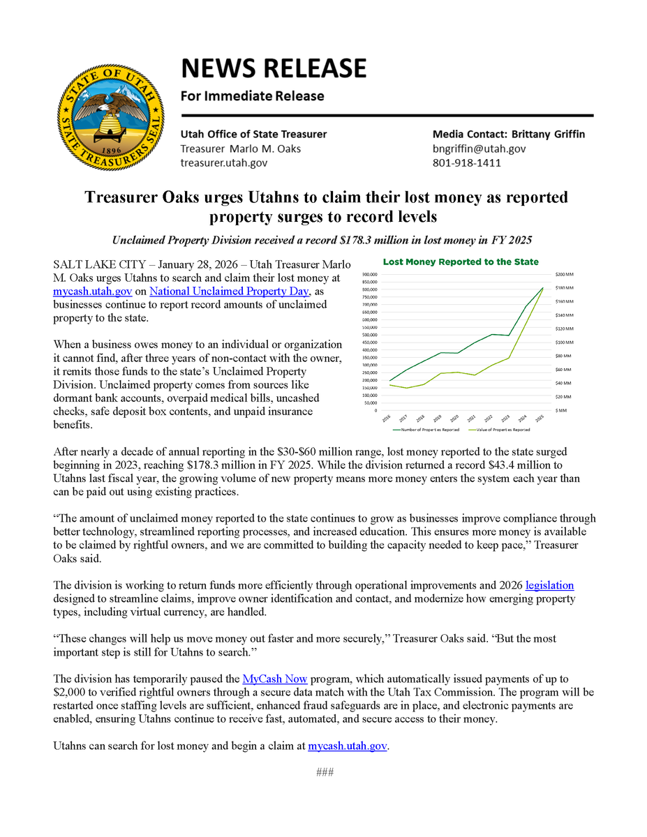 Utah Office of State Treasurer tweet media