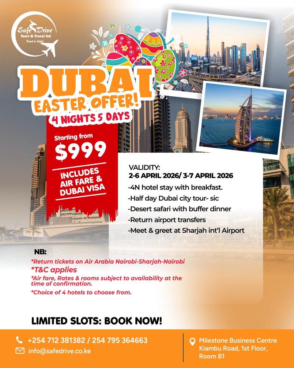 Trade the usual for the extraordinary. This April, let the desert sun and the city lights be your backdrop. From the marble floors of the Grand Mosque to the heights of the Burj Khalifa, your Dubai Easter story is waiting to be written.​#DubaiVibes #EasterInDubai #SafeDriveTours
