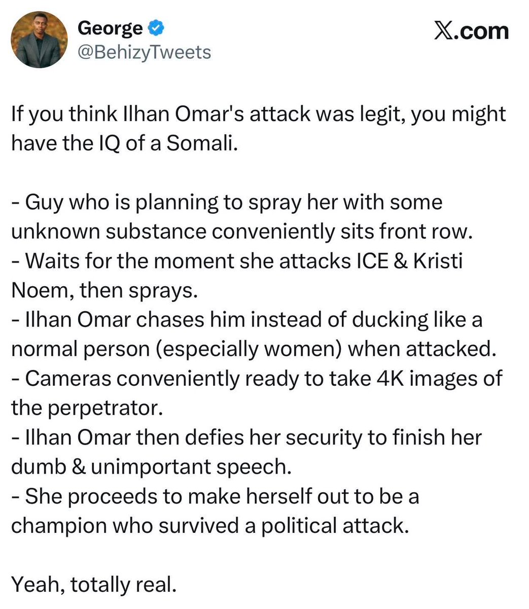 emmerz28's tweet image. @IlhanMN  we know you staged this ! Did you not learn from that fool Juicey Smooley ? Damn you somalians have theeeee absolute lowest iq on the planet. You got away for a bit- now, we want you the FUCK OUTTA OUR-God Blessed USA -!!!! 🇺🇸 #deportIlhanomar #saveMN #makeMNgreatAgain