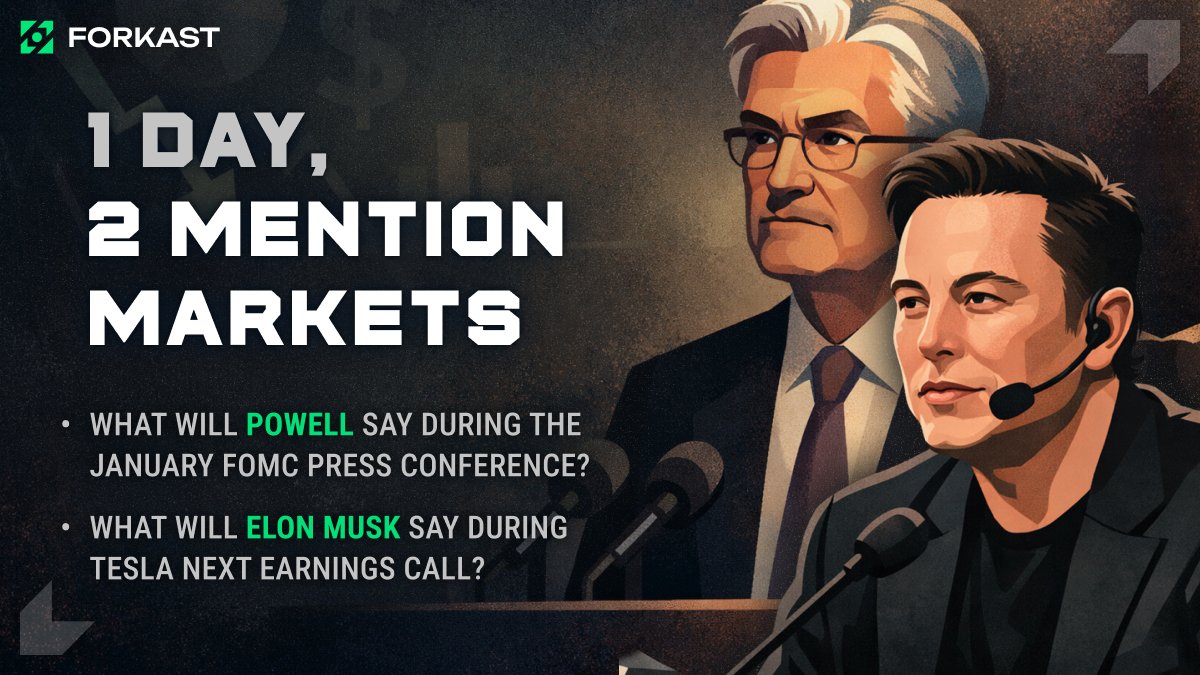 2 mention markets. 1 day.

Powell at the FOMC.
Elon on Tesla earnings.

What are you paying closer attention to?