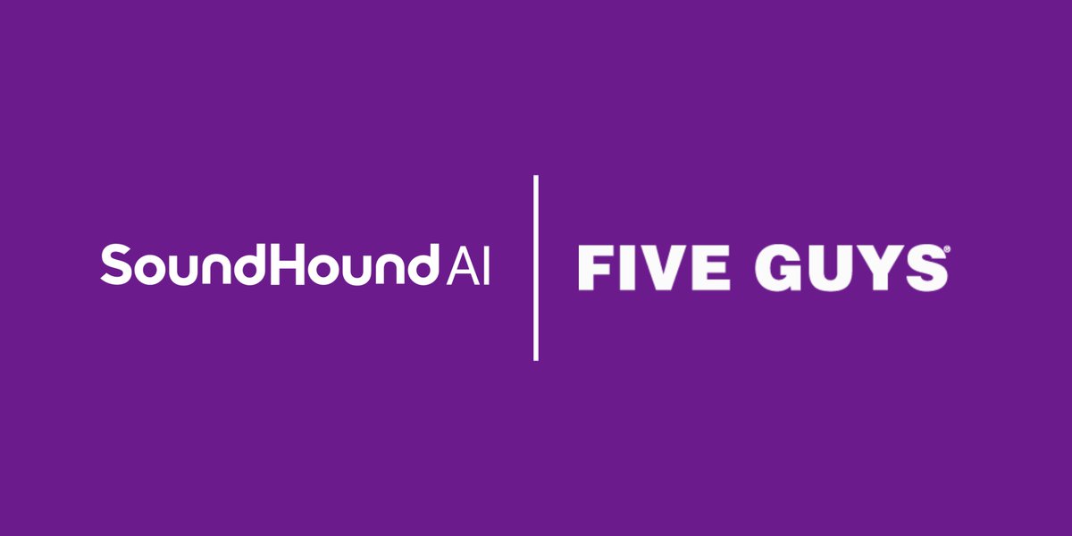SoundHound's tweet photo. NEWS: @FiveGuys Extends Partnership with SoundHound AI 🍔🤖

The renewal highlights the strength of the collaboration, as SoundHound’s AI-powered ordering agents have already supported Five Guys in processing well over a million customer AI interactions to date. 💪

🔗: https://t.co/wYBnaIs0cB