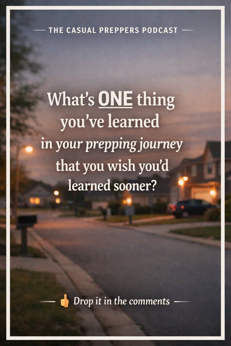 Most of us learned some prep lessons the hard way.

What’s one thing you wish you’d known sooner?

— The Casual Preppers Podcast
#StaySurvived #preparedness #everydayemergencies #prepping #casualpreppers