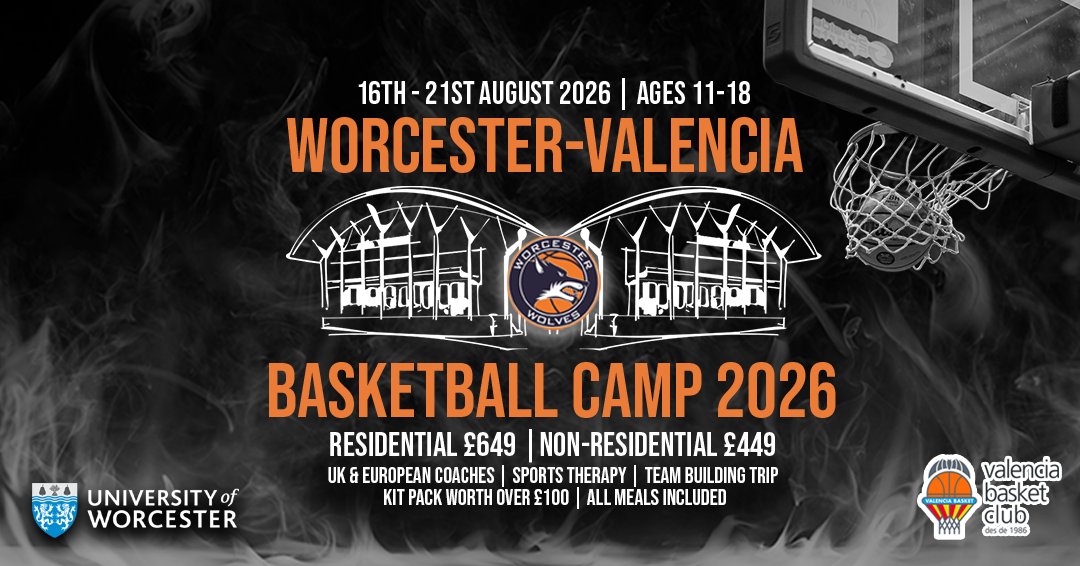 UW_Wolves's tweet photo. 🏀WORCESTER VALENCIA CAMP 2026🏀

We are extremely excited to launch the Worcester Valencia International Basketball Camp for 2026!

The camp runs from August 16th-21st for ages 11-18.

🥶PRICES FROZEN🥶

Full details and to book for just £150 deposit ⬇️

https://t.co/jFUoRD50En https://t.co/Zh1ZSK8Yul