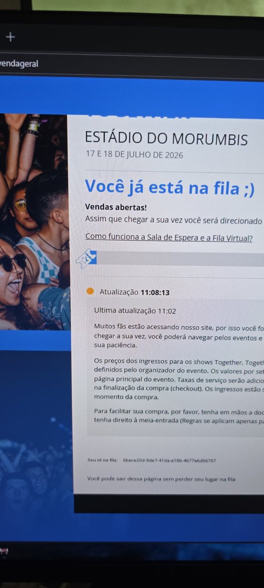 Minha fila andou um total de 0 mm, o bilhete tá aí desde o começo