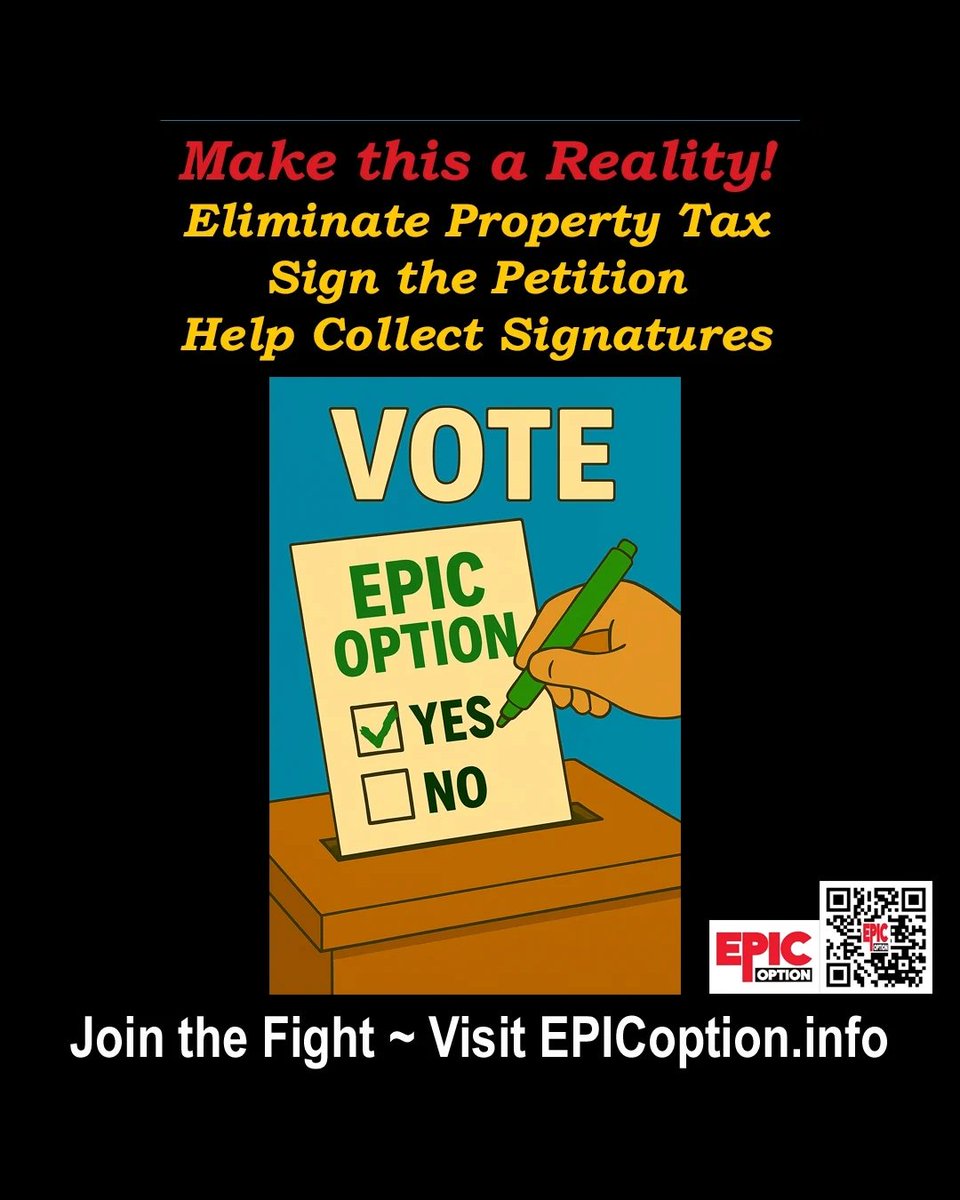 EpicOption25's tweet photo. Your vote. Your voice. Your future.
Sign the petition and help bring property tax relief to our communities.

📱 Scan the QR code
🔗 https://t.co/MhvEdI3CH3 https://t.co/7bteywtg1U