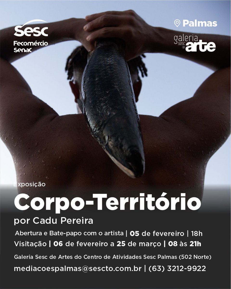 🌊🐟Corpo-Território é um convite a mergulhar na ancestralidade, espiritualidade e modos de vida ribeirinhos, pelo olhar sensível de @cad_u.

🖼️ Confira a mais nova exposição da Galeria de Artes do Sesc em Palmas! 

Entrada gratuita visitação até março.

Cultura é no Sesc! 💙💛