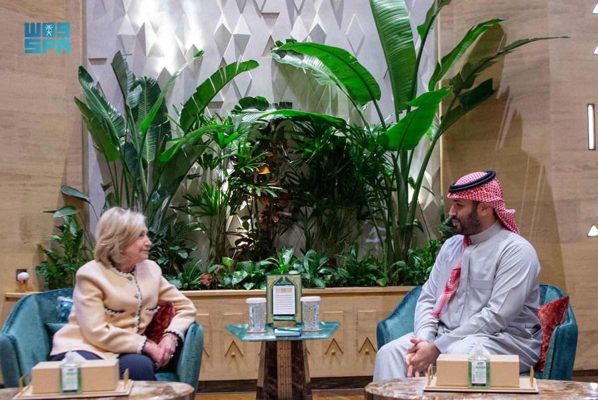 سمو #ولي_العهد يستقبل وزيرة الخارجية الأمريكية السابقة السيدة هيلاري كلينتون.
spa.gov.sa/N2500110
#واس