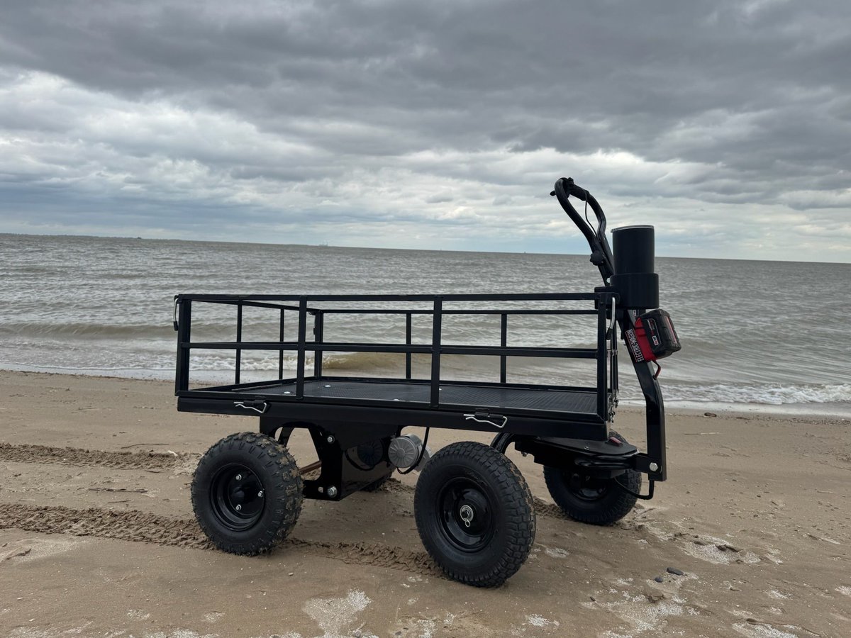 ElectricWagon1's tweet photo. Forget lugging around coolers, chairs, and umbrellas like you're training for a marathon. The Electric-Wagon carries everything with ease—quietly and effortlessly. Just switch it on and glide across the sand like a pro. Work less, relax more. #BeachUpgrade #ElectricWagon https://t.co/igoq4ADnFe