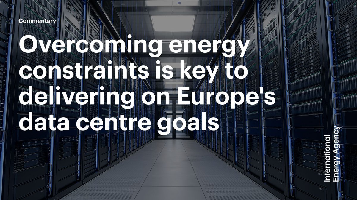 IEA's tweet photo. The EU is targeting a major expansion of data centres to strengthen its position in the global AI sector
 
But doing so will require tackling key energy challenges, including strains on grids

More in our new commentary ➡️ https://t.co/zJrWqUK5HQ https://t.co/bfgO7wcQfe