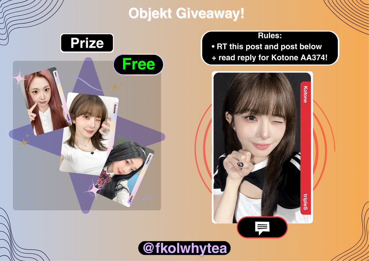 fkolwhytea's tweet image. Objekt Giveaway!
Rules:
- Rt this tweet
- Like and Rt quoted tweet
Prize indicated in pic.