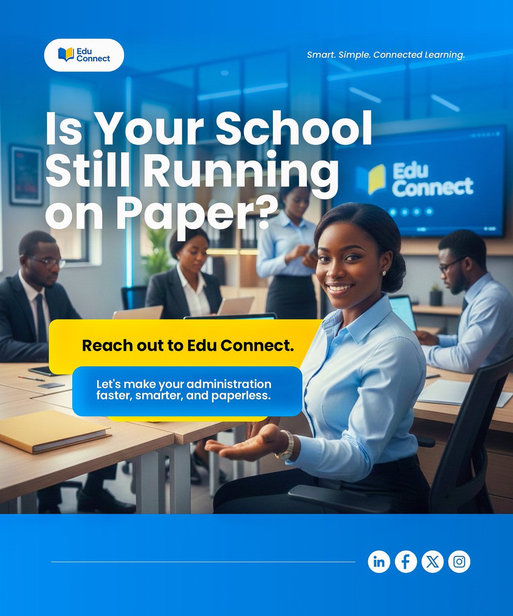 Educonnecthq's tweet photo. Leading schools are moving faster because they’ve gone digital.
If your school is still running on paper, this is your sign to join Educonnect  #SchoolManagement
#EdTechNigeria
#FutureOfEducation
#SchoolLeaders
#EducationTechnology
#DigitalTransformation
#SmartLearning https://t.co/tUClf3rEMq