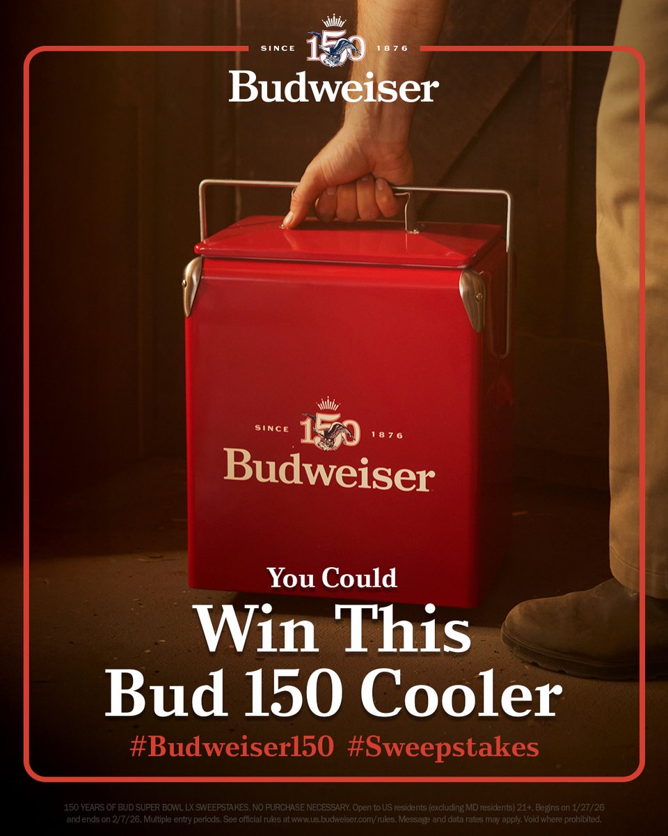 budweiserusa's tweet image. Keep your beers cold the old school way with this epic Bud 150 Cooler. Use #Budweiser150 and #Sweepstakes to enter for your chance to win.