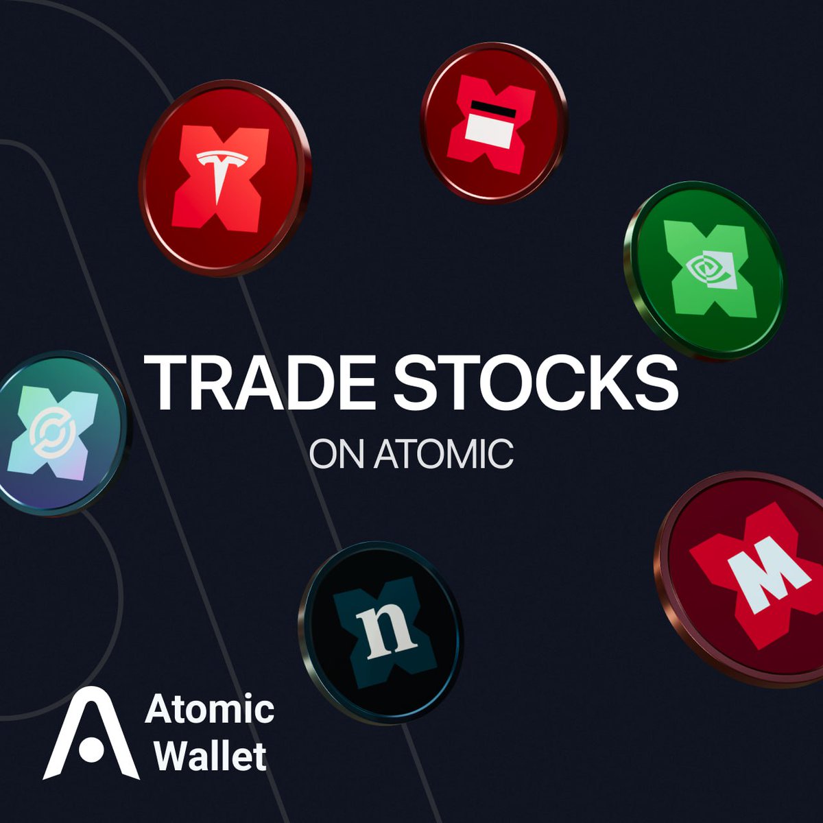 Tokenized Stocks are live on Atomic Wallet via @Solana 💸 • TSLA • CRCL •  SPY • NVDA • QQQ • MSTR …and many more soon Trade them 24/7 directly  onchain!