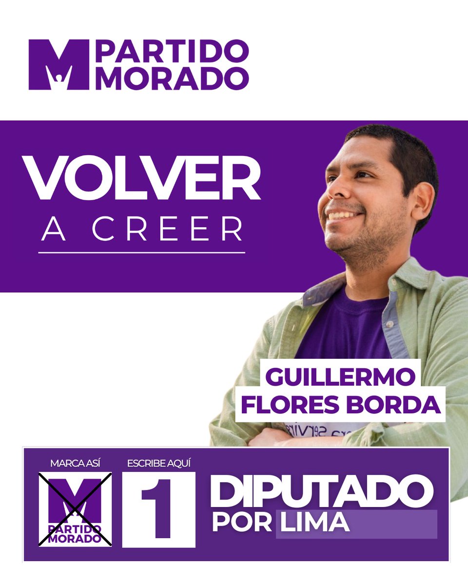 ¡Por fe, postulo por un Perú más justo! 🇵🇪

Para acabar con un sistema que obliga a los niños y jóvenes más humildes a realizar esfuerzos sobrehumanos solo para tener lo básico.

¡Para que sus madres puedan #VolverACreer en un futuro para sus hijos aquí, en su propia tierra!