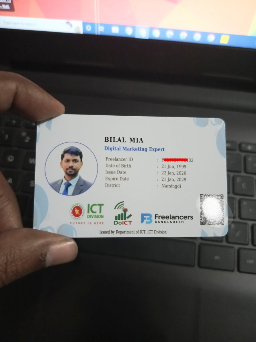 bilal__mia's tweet photo. A new milestone added to my professional freelancing career!
I am now a Verified Freelancer recognized by the ICT Division of the Bangladesh Government and an official Freelancer ID Card holder.
#ICTDivision #FreelancersBangladesh #GovernmentVerified  #VerifiedFreelancer https://t.co/uaqhBUKQTb