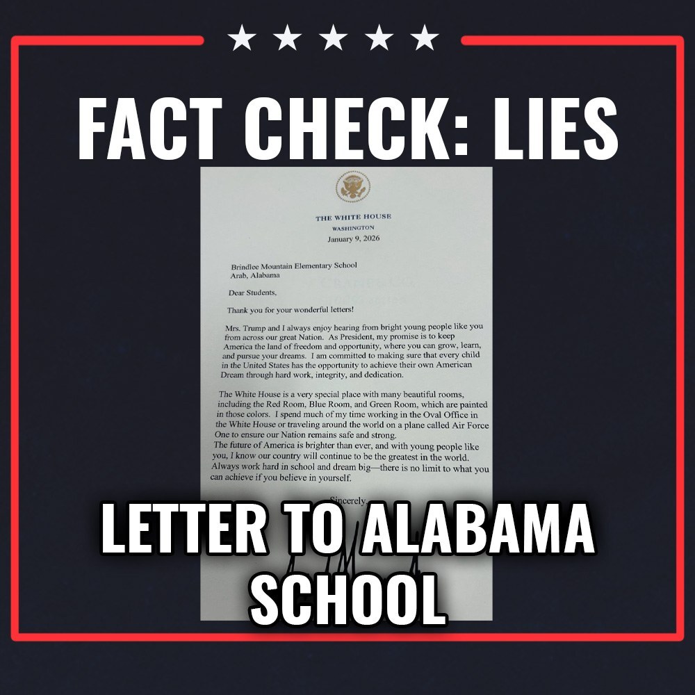 GodlessEngineer's tweet photo. 🚨FACT CHECK 🚨: Lying liar that lies @potus @realdonaldtrump spreads his propaganda to a school in Arab, Alabama. Everyone should know what kind of lies he's spreading.
#TrumpLies #FactCheck #Alabama #Education #PublicEducation #ChildrensHealthcare #MedicaidCuts #SNAPBenefit… https://t.co/FzAujrH8X0