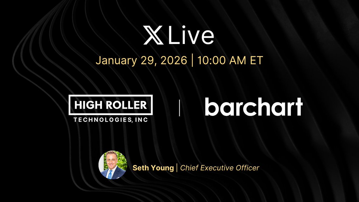 Reminder: High Roller CEO Seth Young will be joining <a href="/Barchart/">Barchart</a> for a livestream on X.

🗓️ January 29, 2026
🕥 10:00 AM ET

Stay tuned. $ROLR