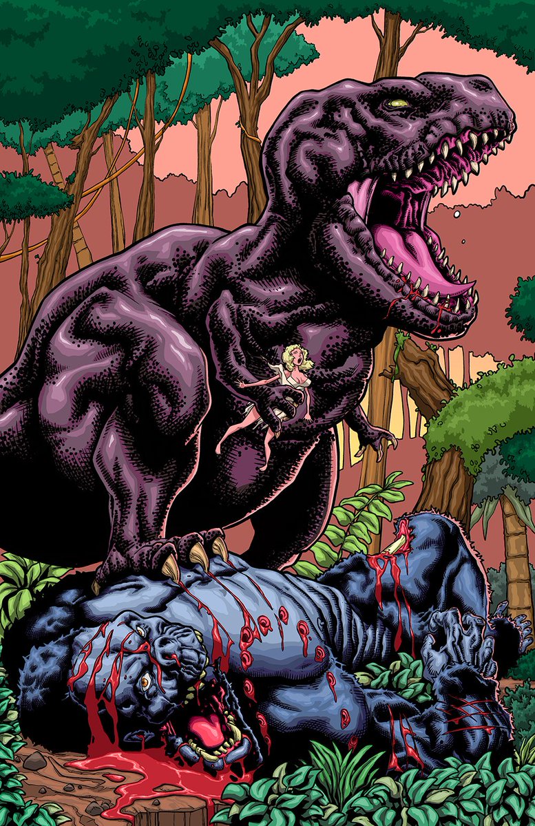 ausar_the's tweet photo. I did not realize there was another T. rex beats Kong art piece, let alone one that conforms to the original 1933 creature designs.

Art by Pat David. https://t.co/iaXJlepVRm