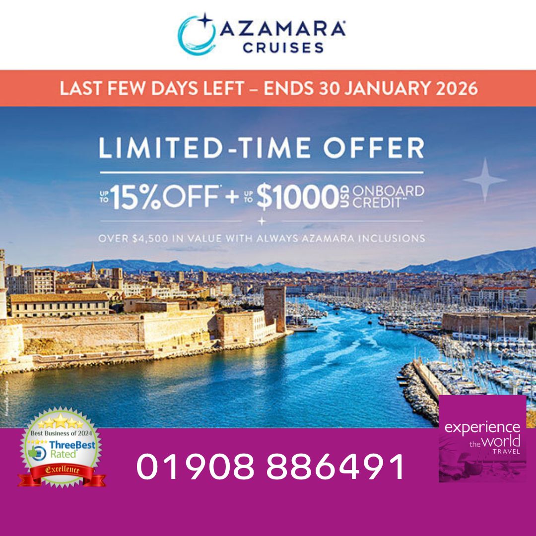 Don't miss the boat!🛳️  
The #AzamaraCruises #Sale ends soon.⏰ 
Call now: ☎️ 01908 886491
#ExperienceADifference
#MiltonKeynes #NewportPagnell #Ampthill #Flitwick #Olney