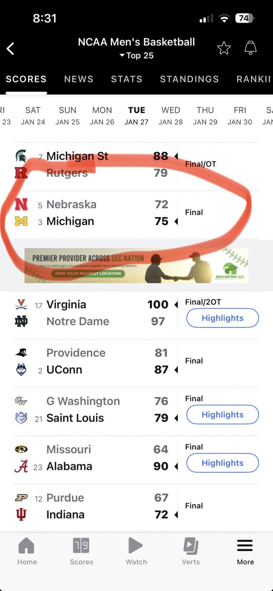 CV0810's tweet photo. Oh no, Michigan beats Nebraska again! ⁦@_willcompton⁩ ⁦@TaylorLewan77⁩ ⁦@ForTheDadsPod⁩ ⁦@BussinWTB⁩ https://t.co/YuERT8KaOw