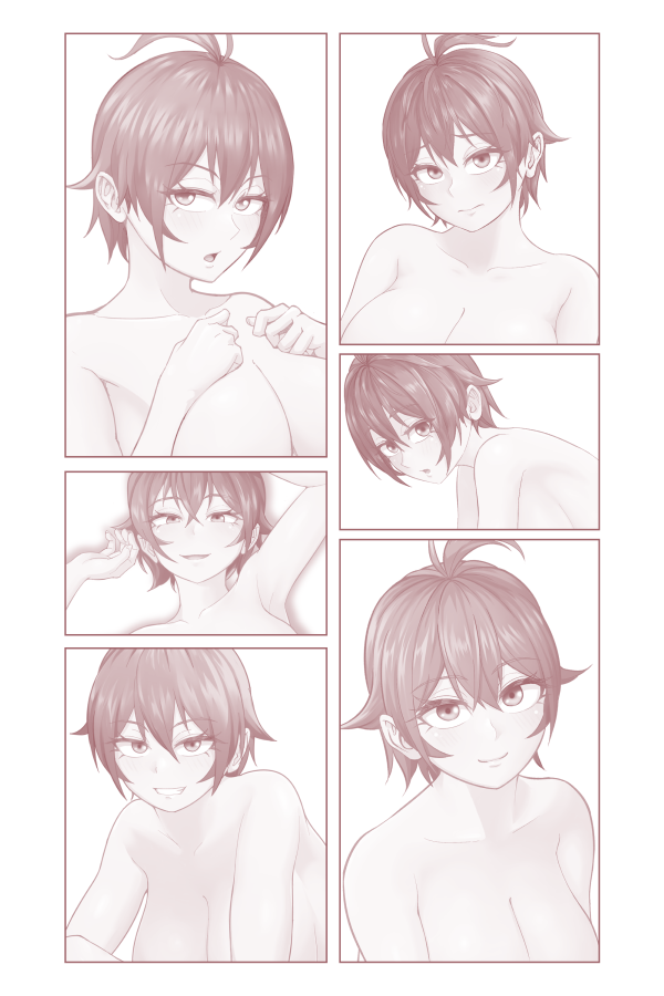 イラスト練習14-15 肌色だけど投稿できないので加工 