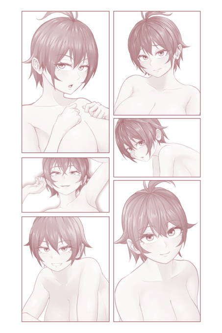 イラスト練習14-15 肌色だけど投稿できないので加工