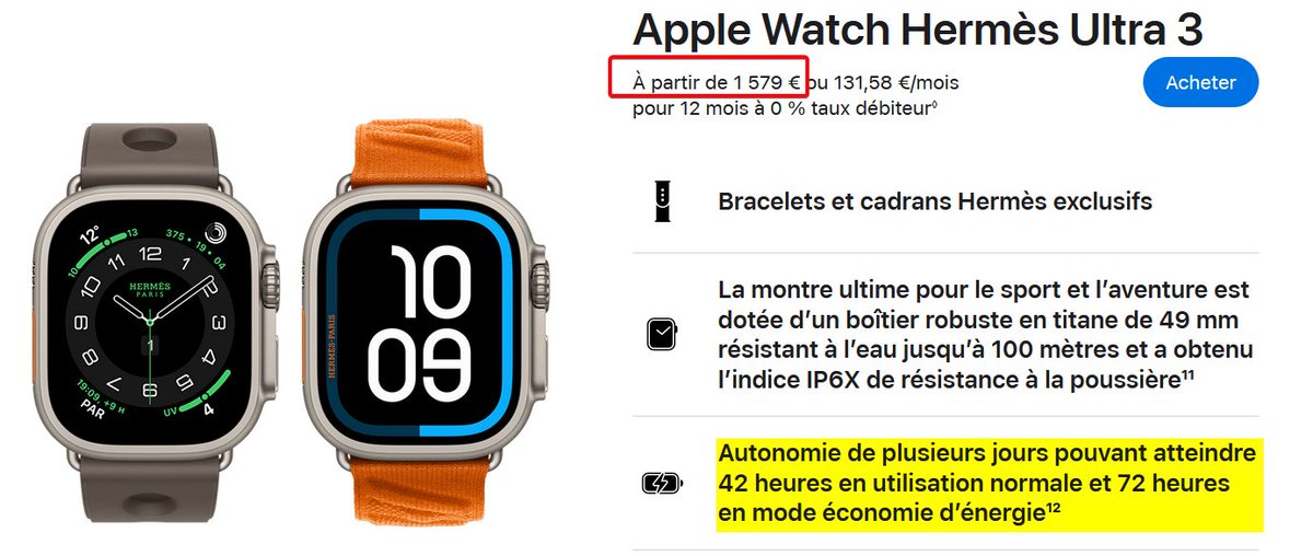J'adore la communication....
Autonomie de "plusieurs jours"
A partir de 1.579€ LOL !
Apple, c'est vraiment un monde à part 😂