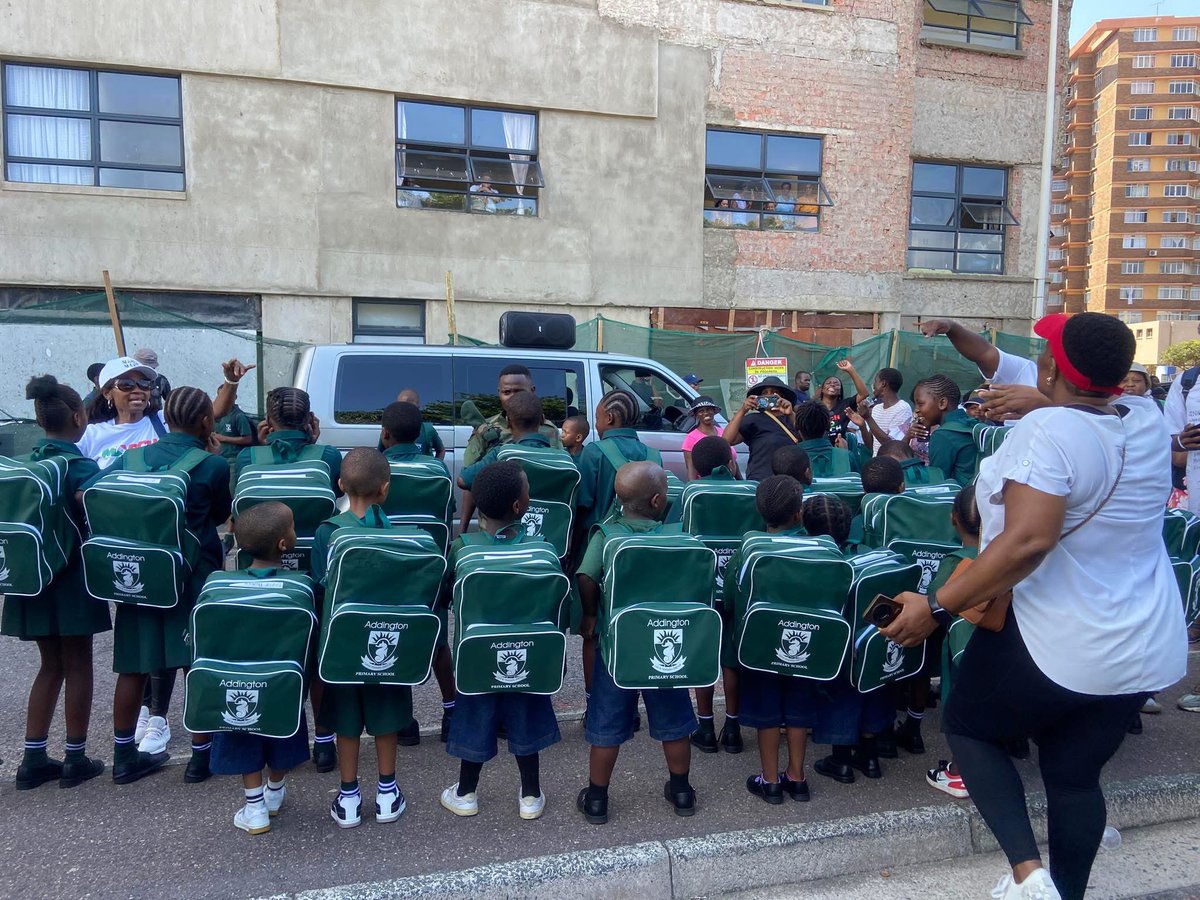 These are the kids that were being denied access to education at Addington Primary School because they claim it’s full while arrogantly boasting that there are 584 foreigners in the school. We bought them bags, full school uniforms and took them to school today but they spent all