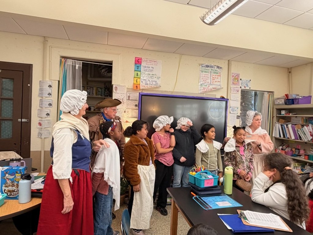 Our fourth graders kicked off their unit on the American Revolution with a special trunk show presentation from the Museum and Cultural Center at 5 Points