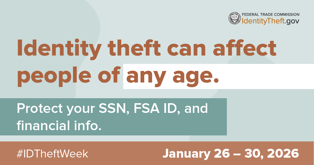 Identity Theft impacts people of all ages, not just the young at heart...😜 Learn more about protecting yourself today: identitytheft.gov