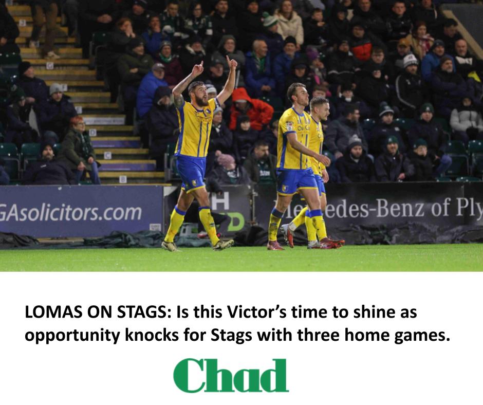 LOMAS ON STAGS column - is this Victor's time to shine as three home games in a row offer big opportunity for the Stags

chad.co.uk/sport/football…