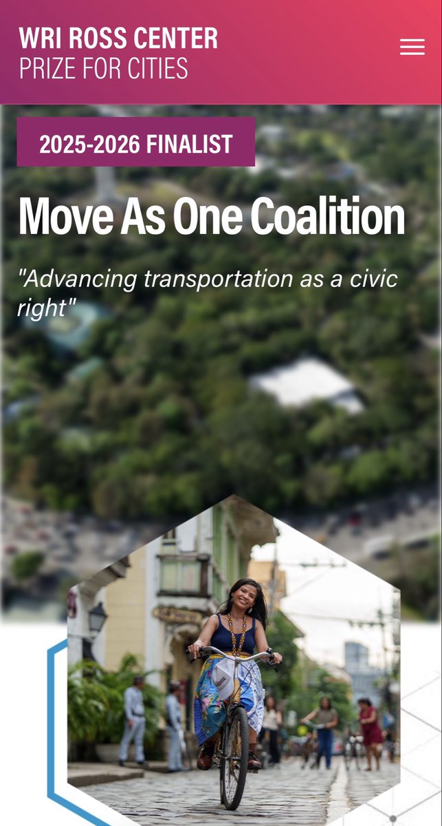 Happy to report that the Move As One Coalition is one of five finalists for this year’s WRI Ross Center Prize for Cities.  Watch this video: youtu.be/GiZECG-yov8